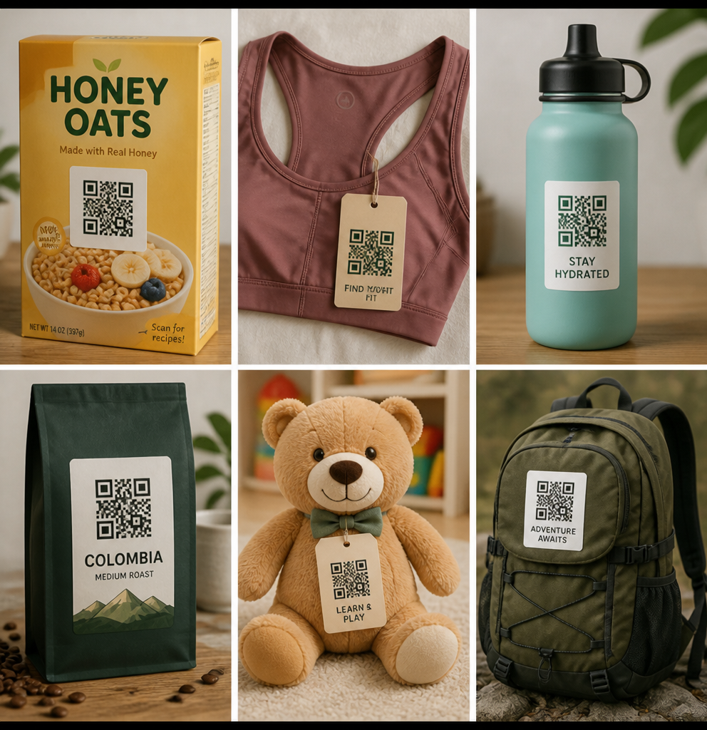 2D barcode on product packaging showing engagement opportunities