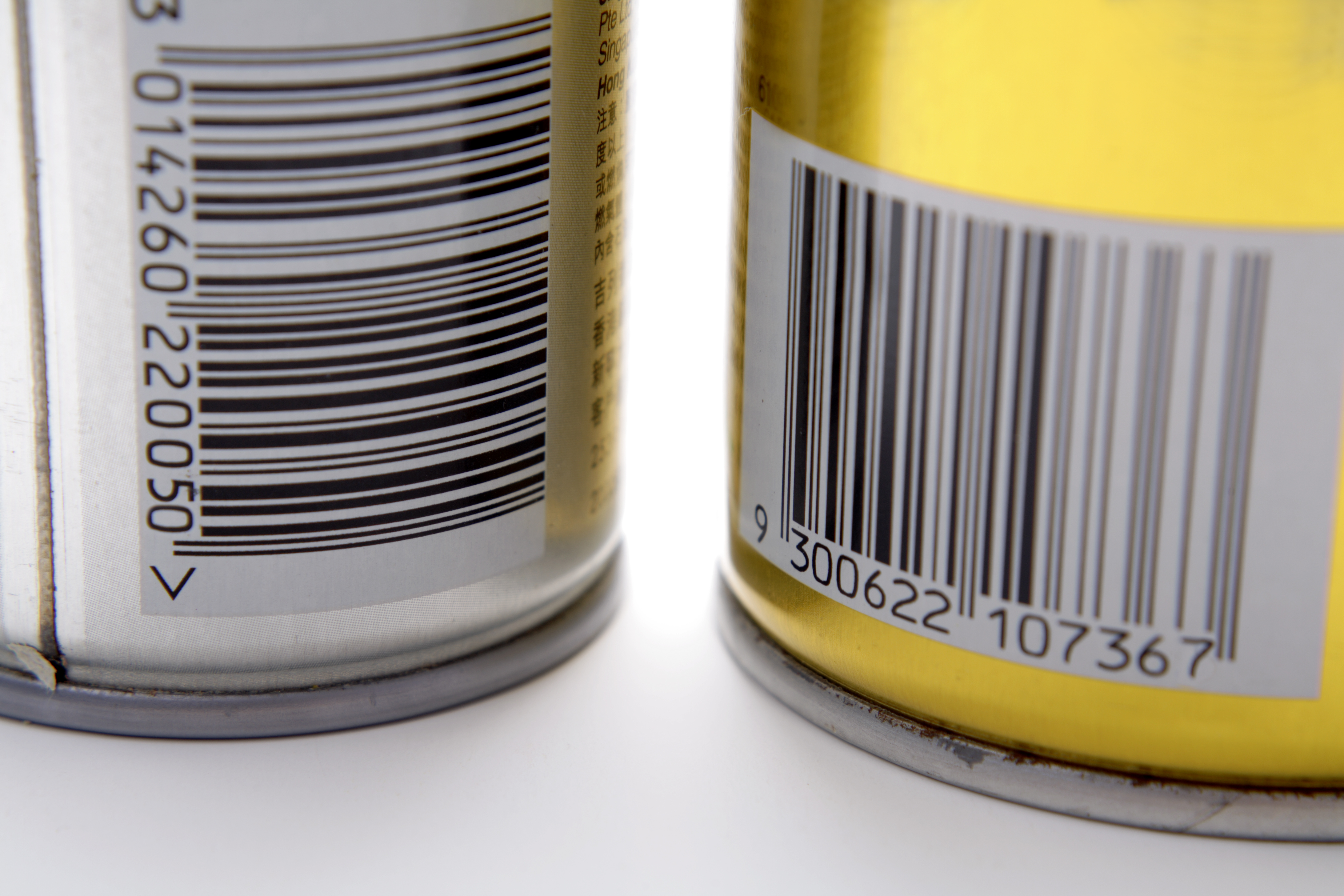 Picture of paint cans with UPC codes